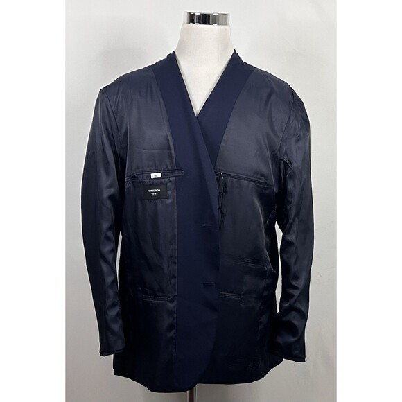 Nordstrom 50L Trim Fit Sport Coat Wool Blend Navy Blue Two Button Double Vented - Picture 7 of 8